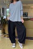 Made in Italy Perfect Breton V Long Sleeve Top Khaki - **
